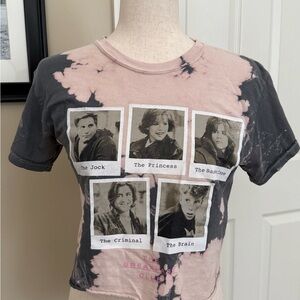 Edgy Pink and Black Short Sleeve Tee with Vintage Photo Prints